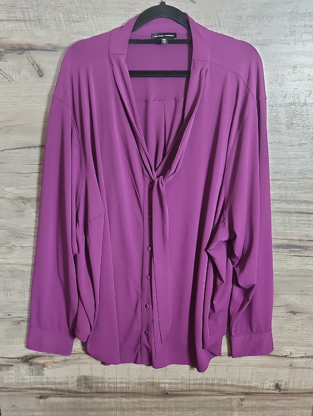 Universal Standard Tess Crepe Tie Neck Top In Purple Size 30/32